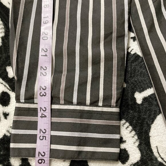 ENGLISH LAUNDRY Grey and black striped button-down shirt MEDIUM LARGE men's top - Picture 9 of 11